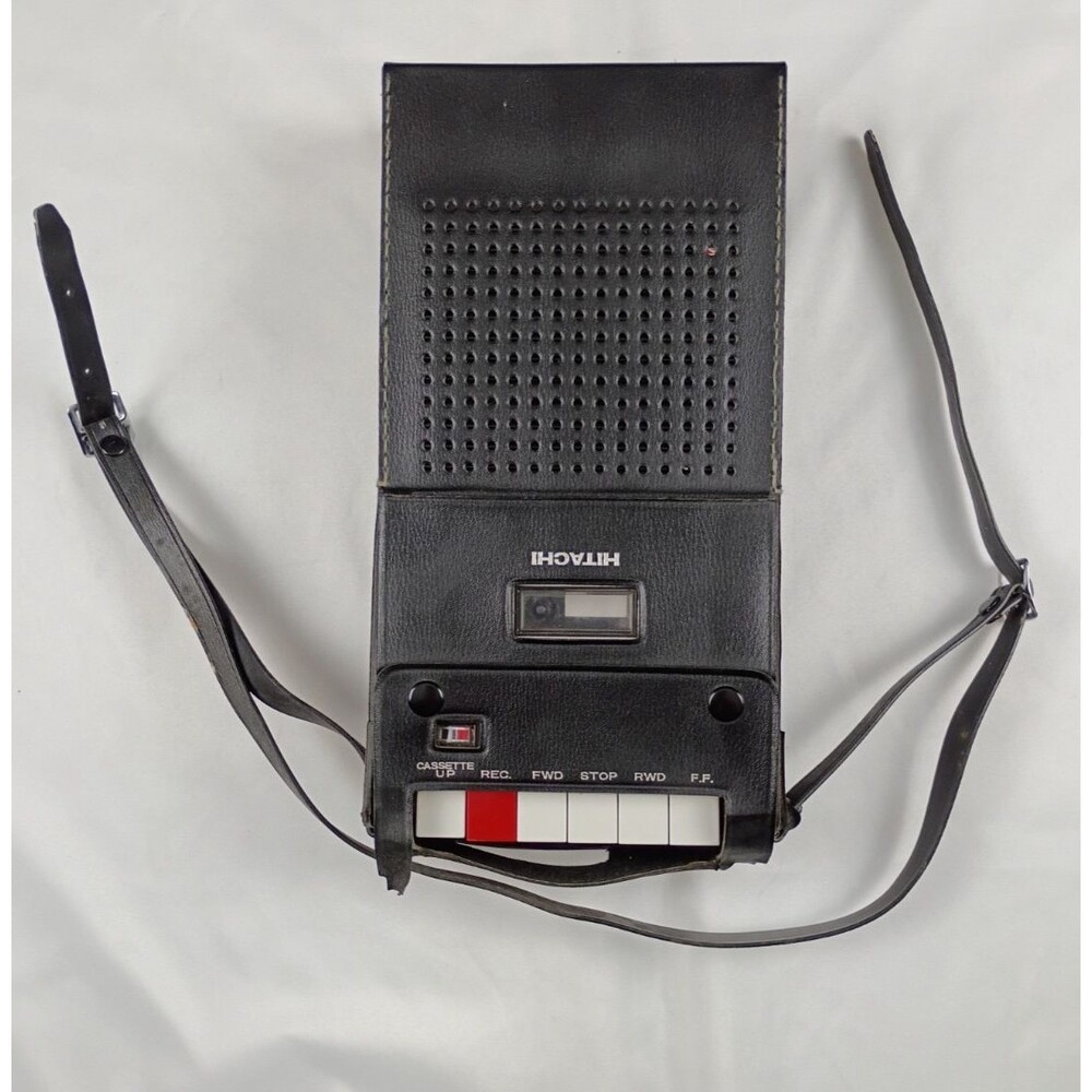 Vintage Hitachi TRQ-220 Portable Cassette Recorder With Case FOR PARTS / REPAIR